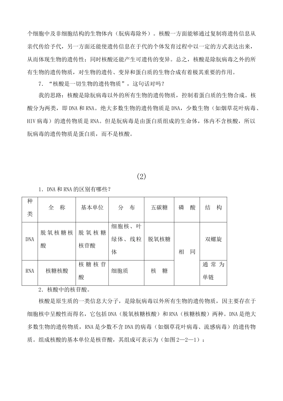 高中生物核酸的结构和功能 合作与讨论 中图版 必修1_第2页