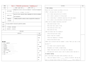 高中英语 Unit4 Wildlife protection warming up教案1 新人教版必修2-新人教版高一必修2英语教案