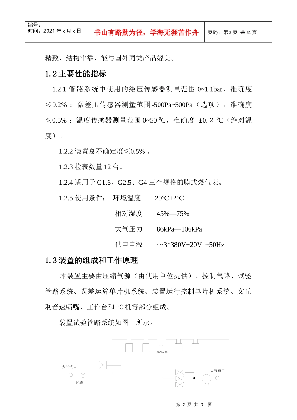 MJ2210-12音速喷嘴式燃气检验装置说明书_第3页