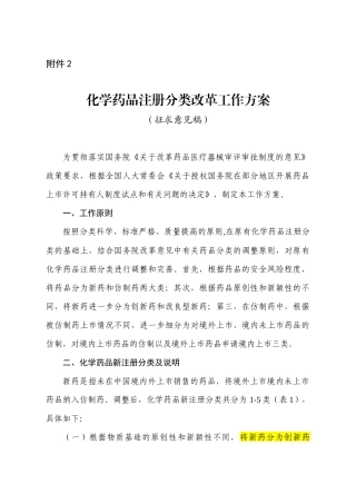 1106附件2化学药品注册分类改革工作方案(征求意见稿)
