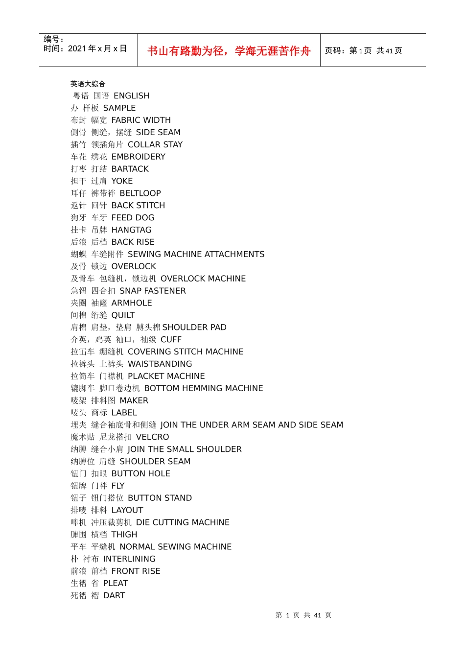 中英文对照_服装跟单词汇_第1页