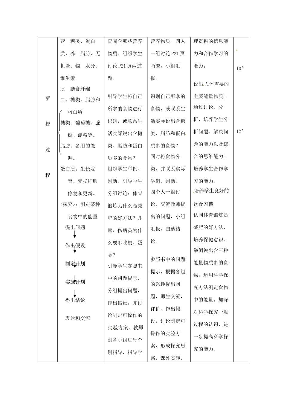 辽宁省大连市第四十二中学七年级生物下册 第二章 第一节 食物中的营养物质（一）教案 新人教版_第3页