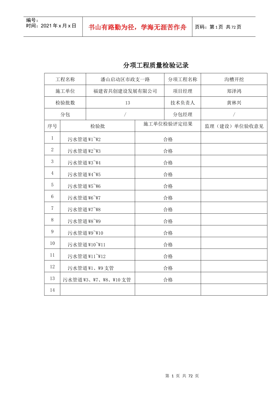 分部分项工程质量验收记录_第1页