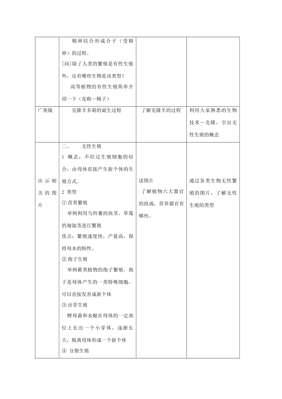 高中生物 7.1《生殖和生命的延续》教案（1） 沪科版第二册_第3页