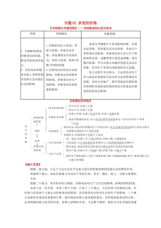 高考政治一轮复习 专题02 多变的价格（讲）（含解析）-人教版高三全册政治教案