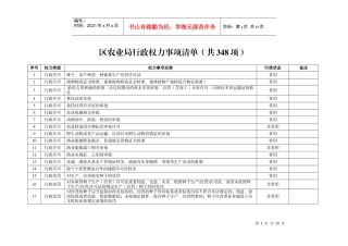 区农业局行政权力事项清单
