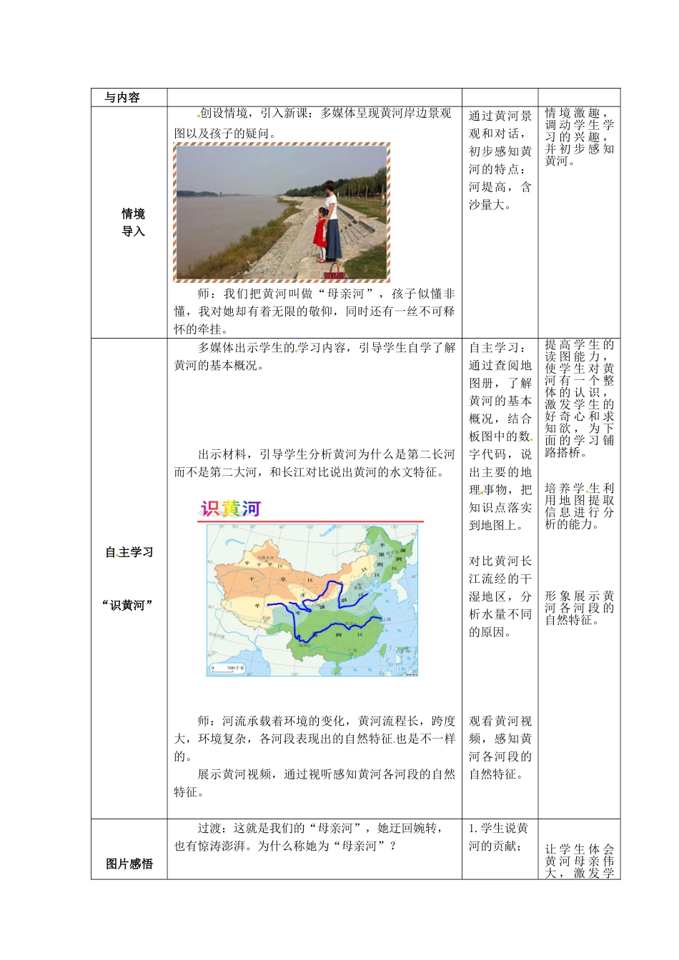 山东省滕州市大坞镇大坞中学八年级地理上册《2.6 黄河》教学设计 商务星球版_第2页