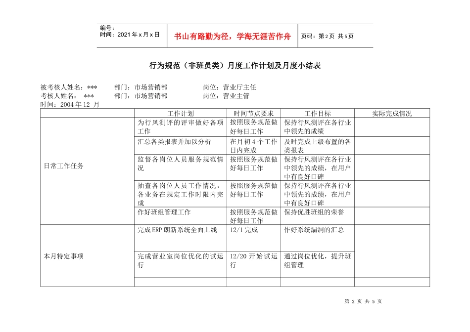 上海市电力公司市区供电公司营业厅主任专职行为规范考评表_第2页