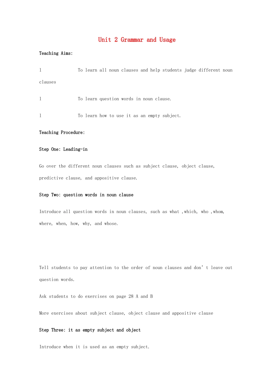 高中英语 Unit2 language-grammar and usage精品教案 牛津译林版必修3_第1页