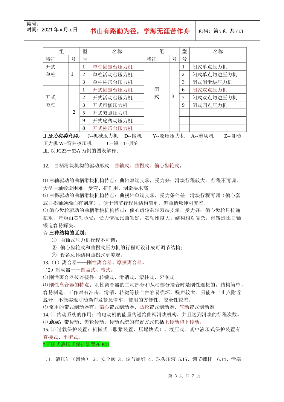 《冲压与塑料成型设备》重点知识_第3页