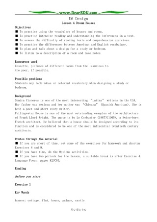 北师版英语必修2U6 Design--Lesson 4 Dream Houses
