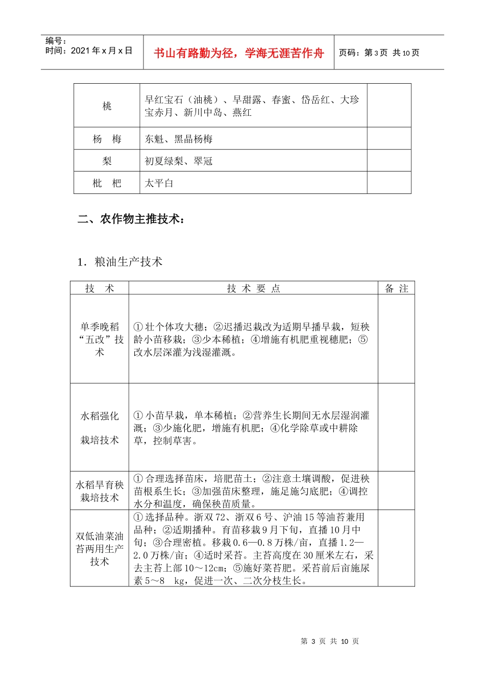 XXXX年丽水农业主导品种与主推技术doc-农机论坛_第3页
