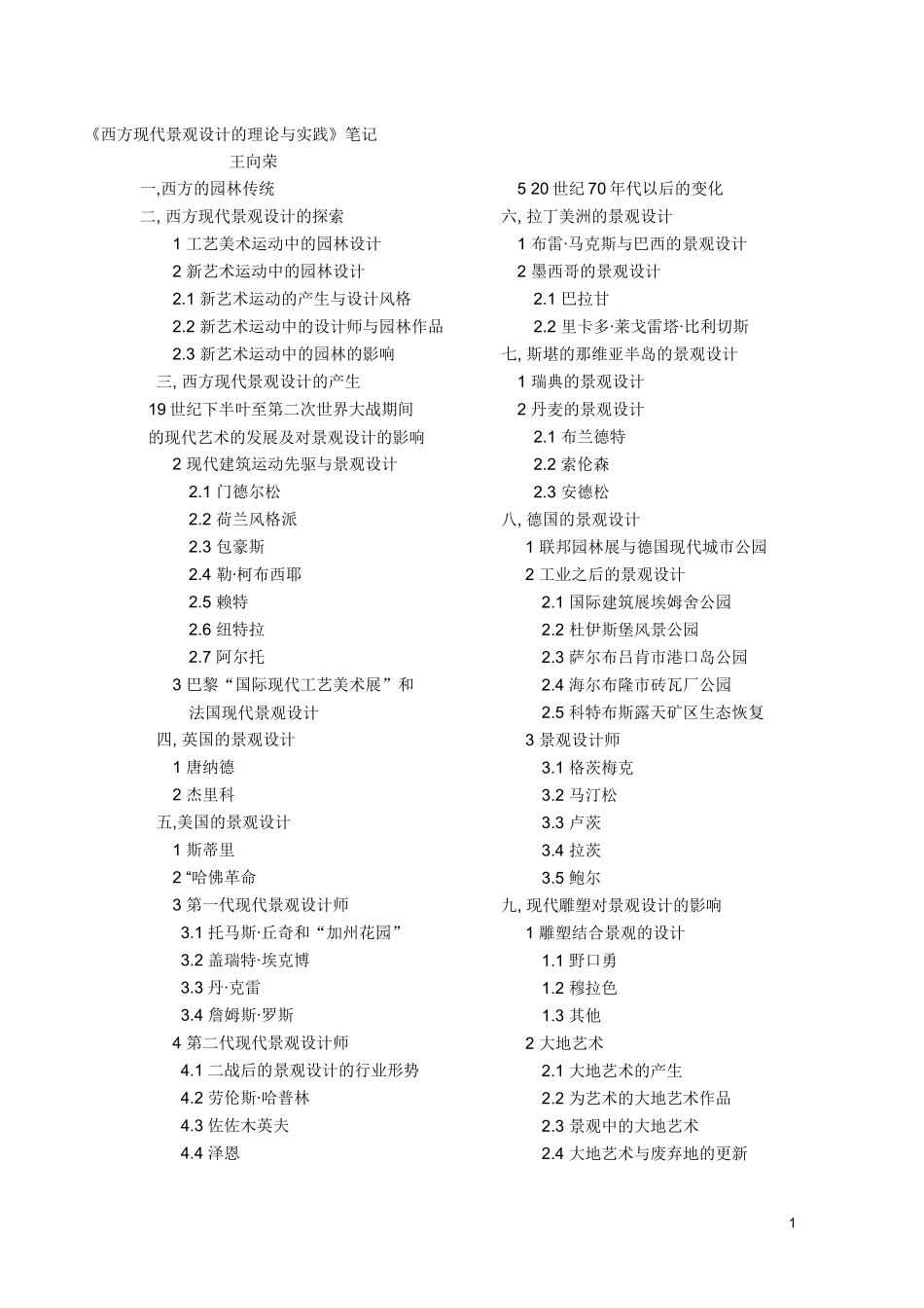《西方现代景观设计理论与实践》华工风景园林考研笔记 Word 文档 (_第1页