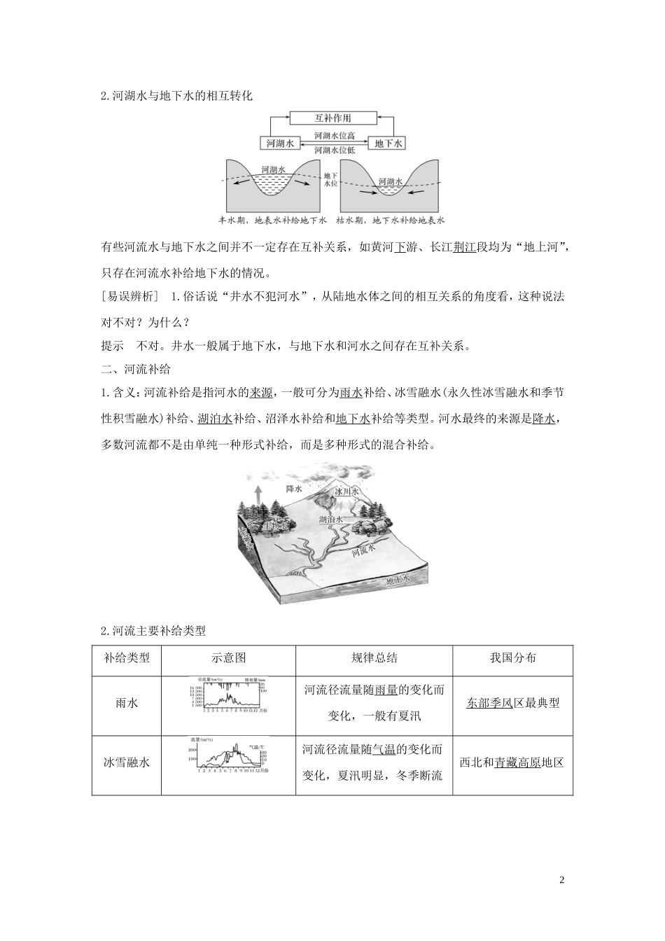 （四川专用）高考地理一轮复习 第四单元 地球上的水 第14讲 陆地水体之间的相互关系教案（含解析）新人教版-新人教版高三全册地理教案_第2页