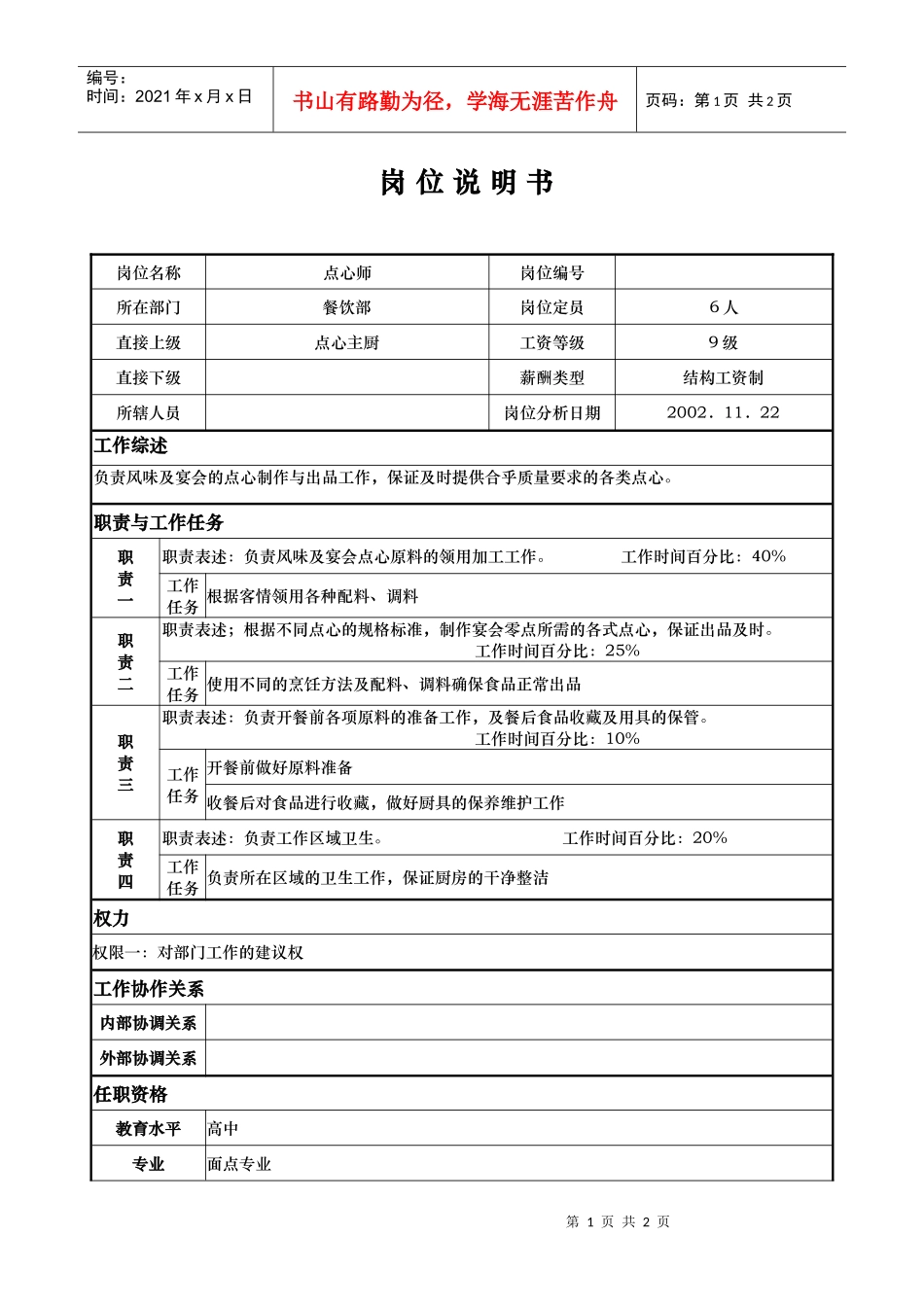 aix_1206_x国际大酒店餐饮部岗位说明书-点心师(doc)_第1页
