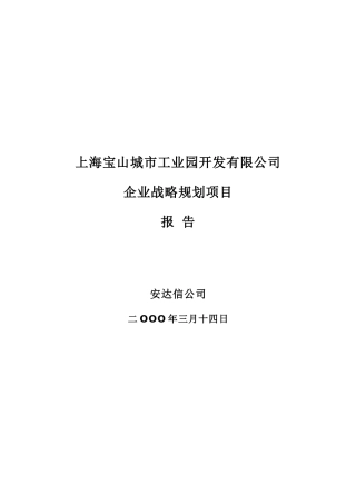 上海某工业园开发公司企业战略规划项目报告