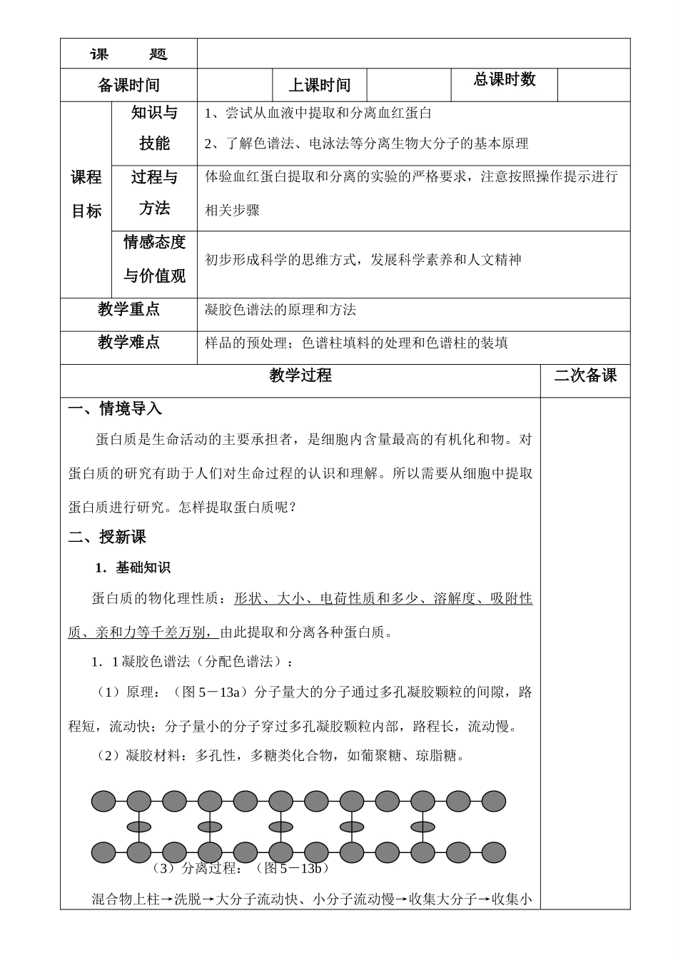 高中生物《血红蛋白的提取和分离》教案2 新人教版选修2_第1页