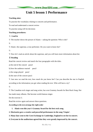 北师版英语必修2 Unit lesson 1 Performance 1