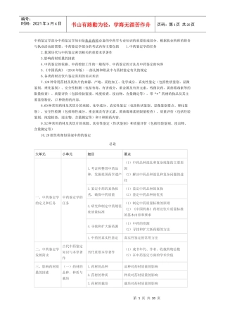 XX年执业中药师考试大纲-中药鉴定学