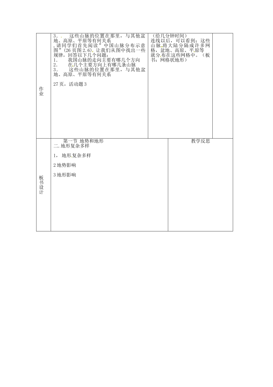 辽宁省凌海市石山初级中学八年级地理上册《2.1 地势和地形》教案（2） 人教新课标版_第2页