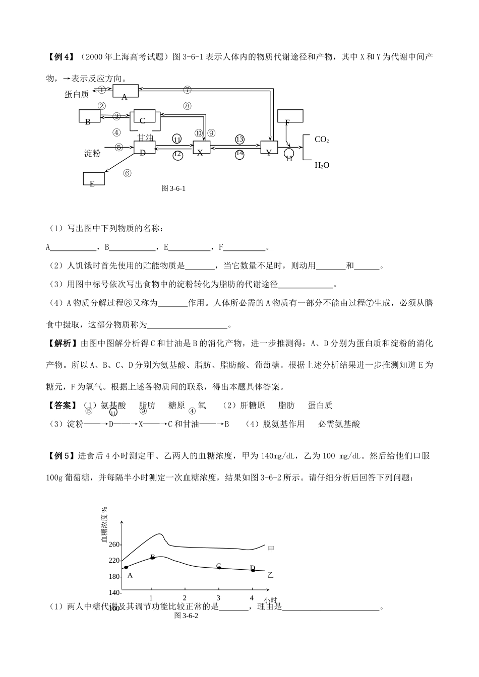 高中生物人和动物体内三大营养物质的代谢教案 旧人教 必修1_第3页