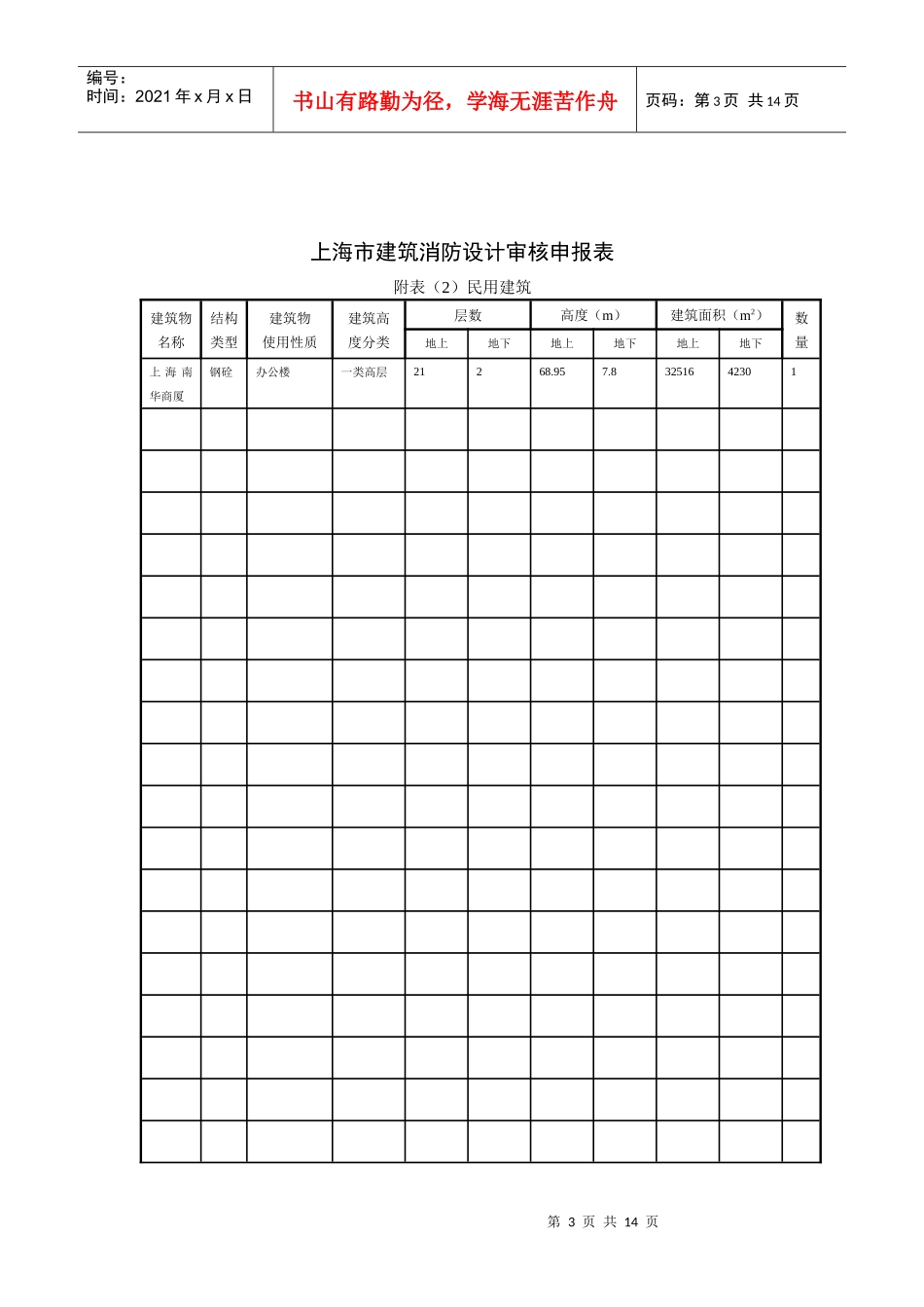 上海市建筑工程消防设计审核申报表_第3页