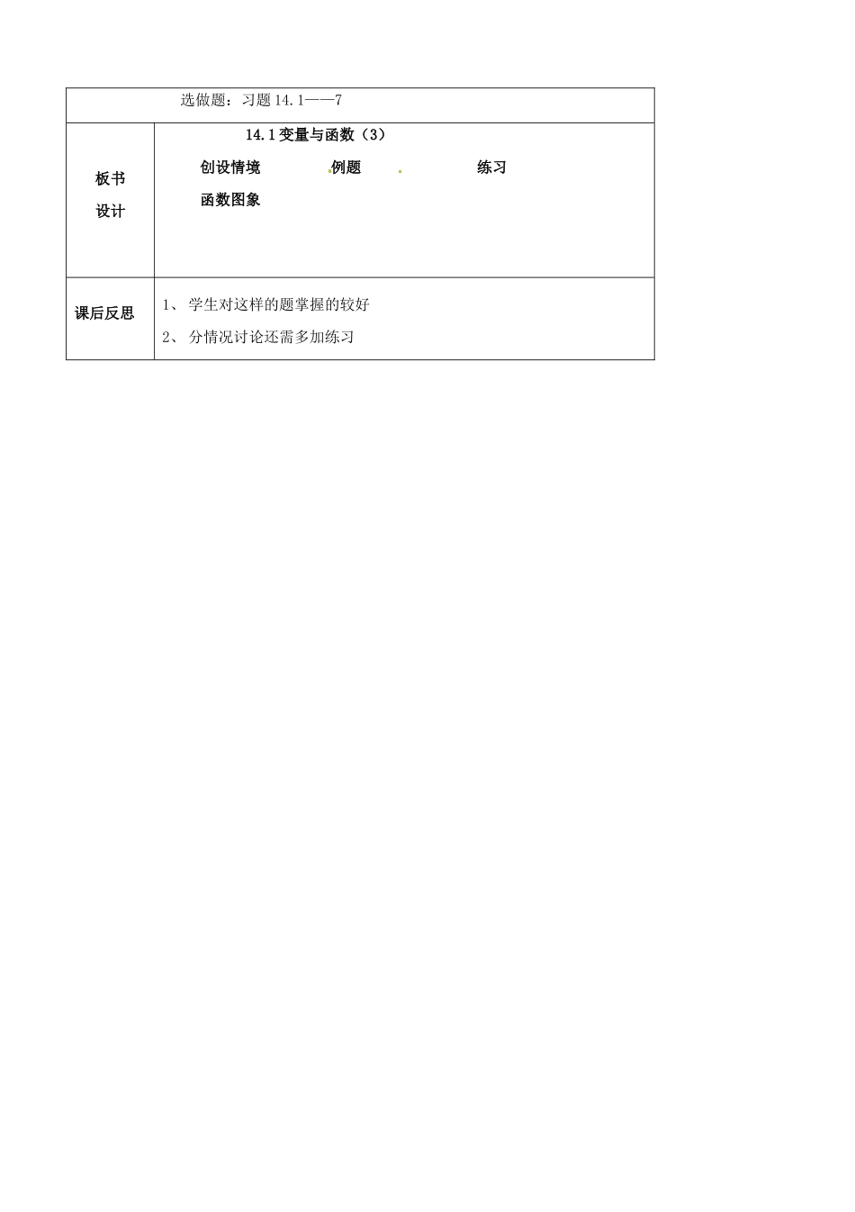 辽宁省大连市第七十六中学八年级数学上册 第十四章 14.1《变量与函数》教案 新人教版_第3页