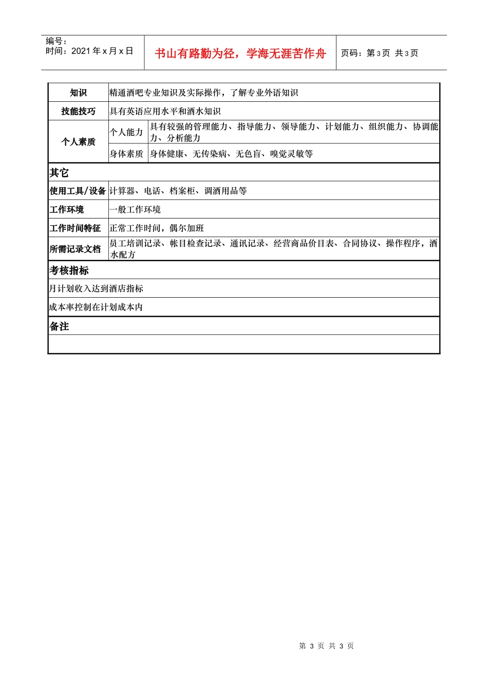 ajd_1206_x国际大酒店餐饮部岗位说明书-酒水部经理(doc)_第3页