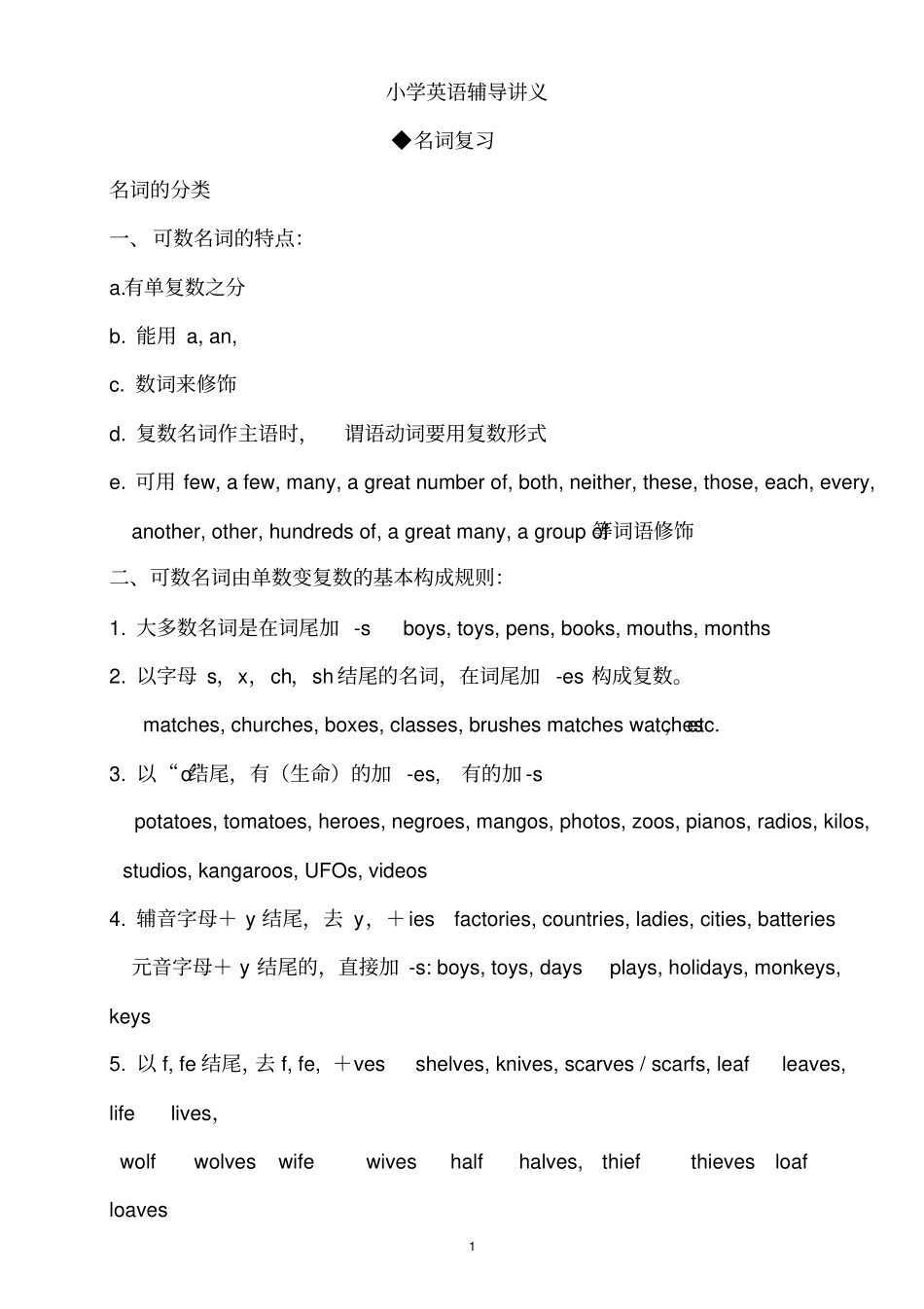 小学英语辅导讲义_第1页