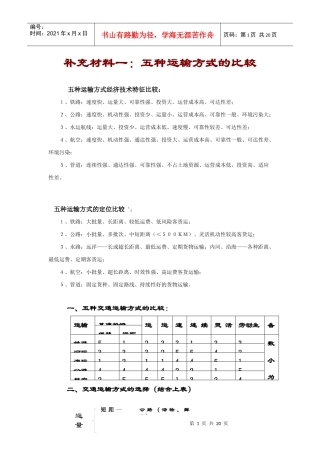 五种运输方式的比较