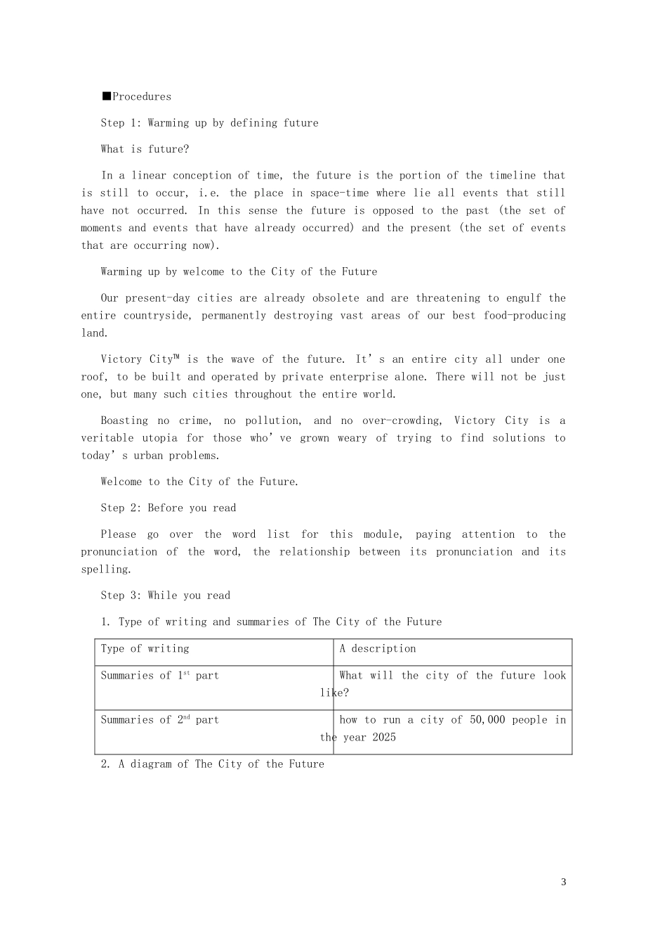 高中英语 Module 1《life in the future》教案 外研版必修4_第3页