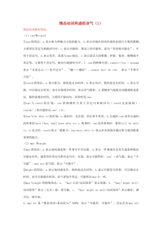 （讲练测）高考英语一轮复习 语法专题 情态动词与虚拟语气（1）（讲）新人教版必修4-新人教版高三必修4英语教案
