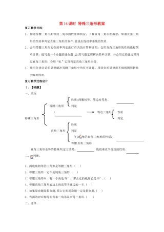 山东省日照市东港实验学校九年级数学总复习 第14课时 特殊三角形教案 新人教版
