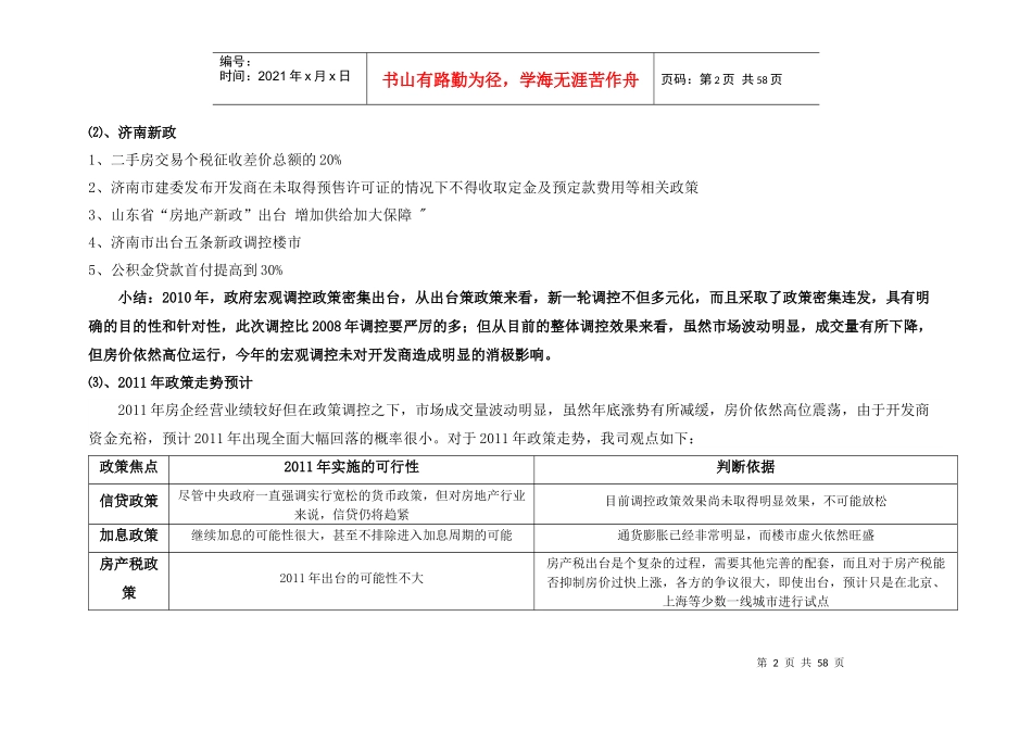 XXXX年济南房地产市场总结报告_55页_第2页