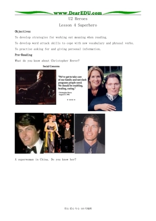 北师大版高中英语必修1U2 Heroes--Lesson 4 Superhero