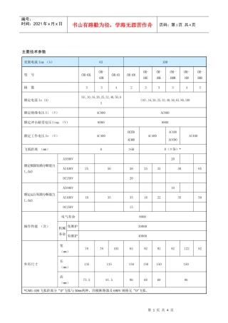 CM1系列塑料外壳式断路器技术参数表-CM1系列塑料外壳