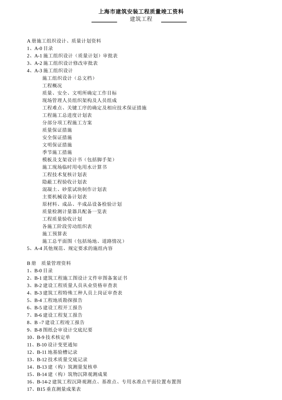 上海市工程资料ABCD册土建表格_第1页