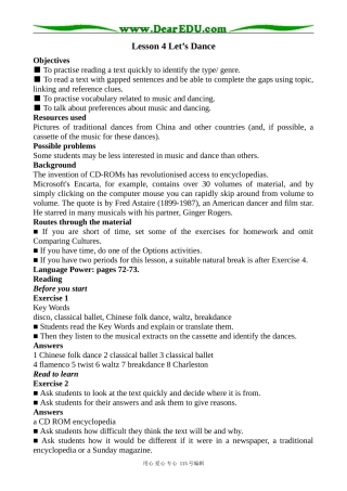 北师大版高中英语必修2Unit 5 Lesson 4 Let’s Dance 4