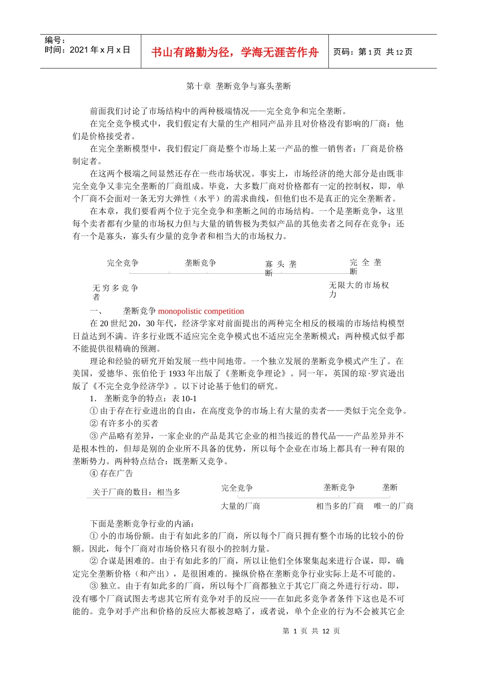 【企业管理】mba垄断竞争与寡头垄断_第1页