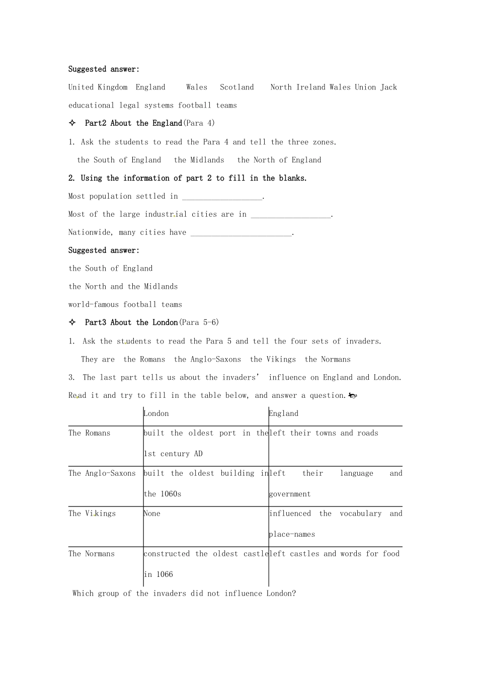 高中英语 Unit2 The United KingdomPeriod 1 Warming u p and reading（Warming up 及阅读）教案 新人教版必修5_第3页