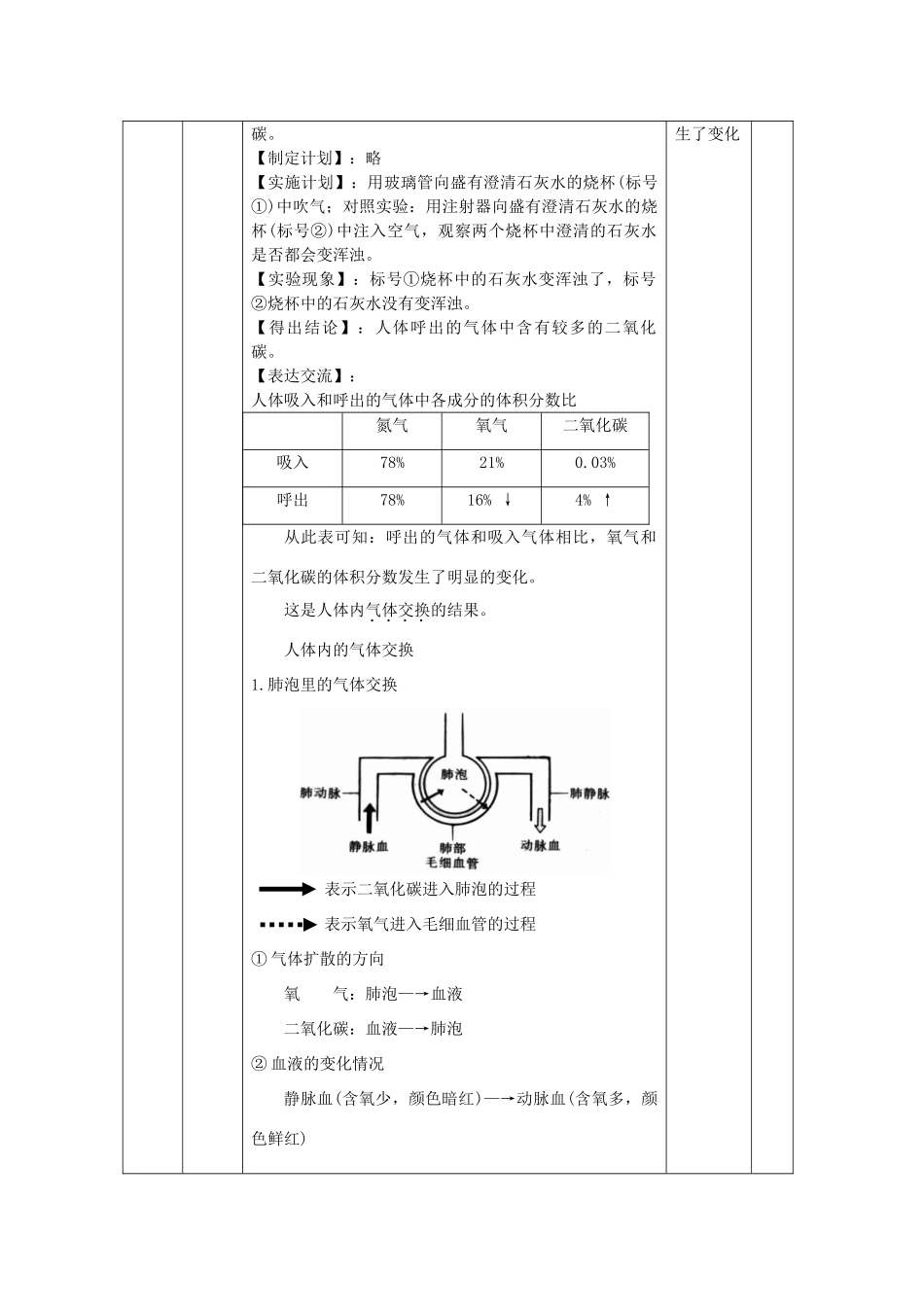 七年级生物下册 第4单元 生物圈中的人 第四节 人体内的气体交换名师教案2 苏教版_第2页