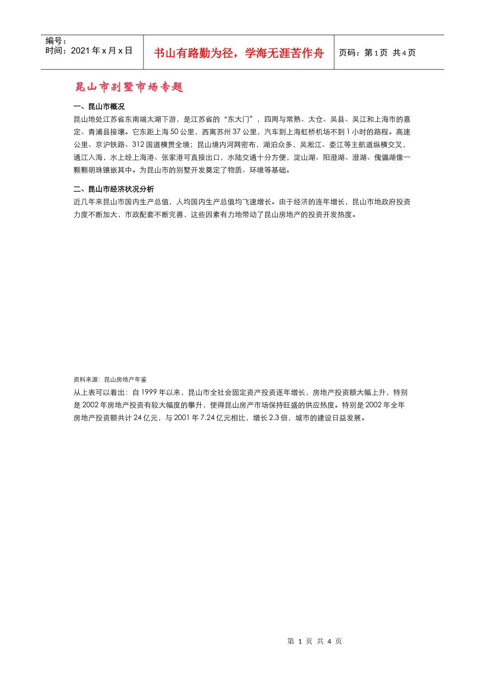 【房地产精品文档】昆山市别墅市场专题_第1页