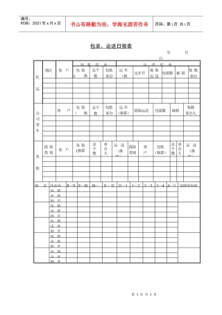 包装运送日报表