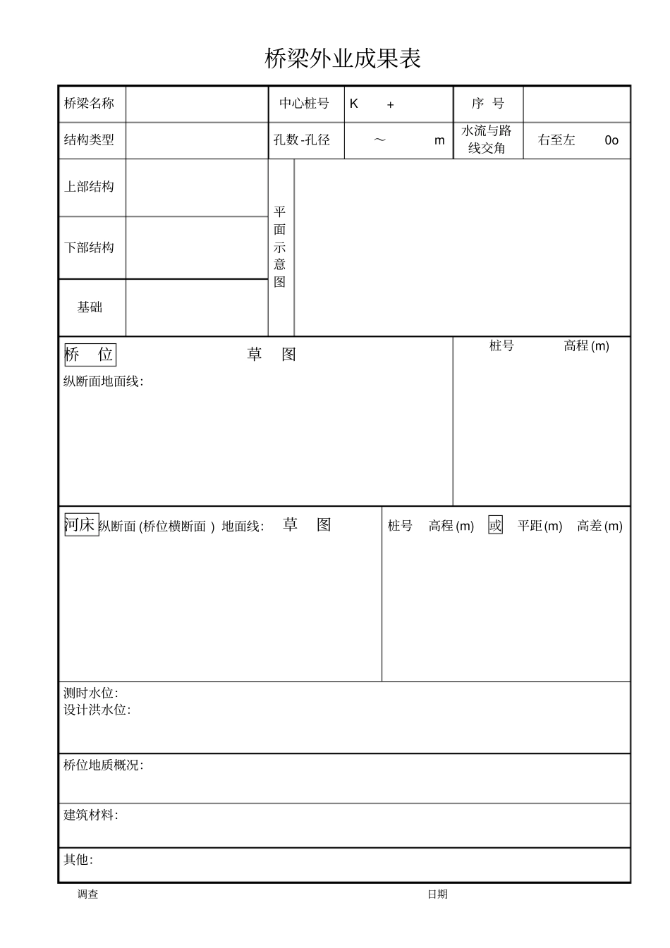外业调查记录薄(桥梁外业成果表)_第1页
