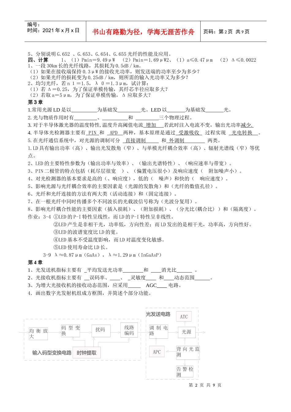 光纤通信复习题_第2页