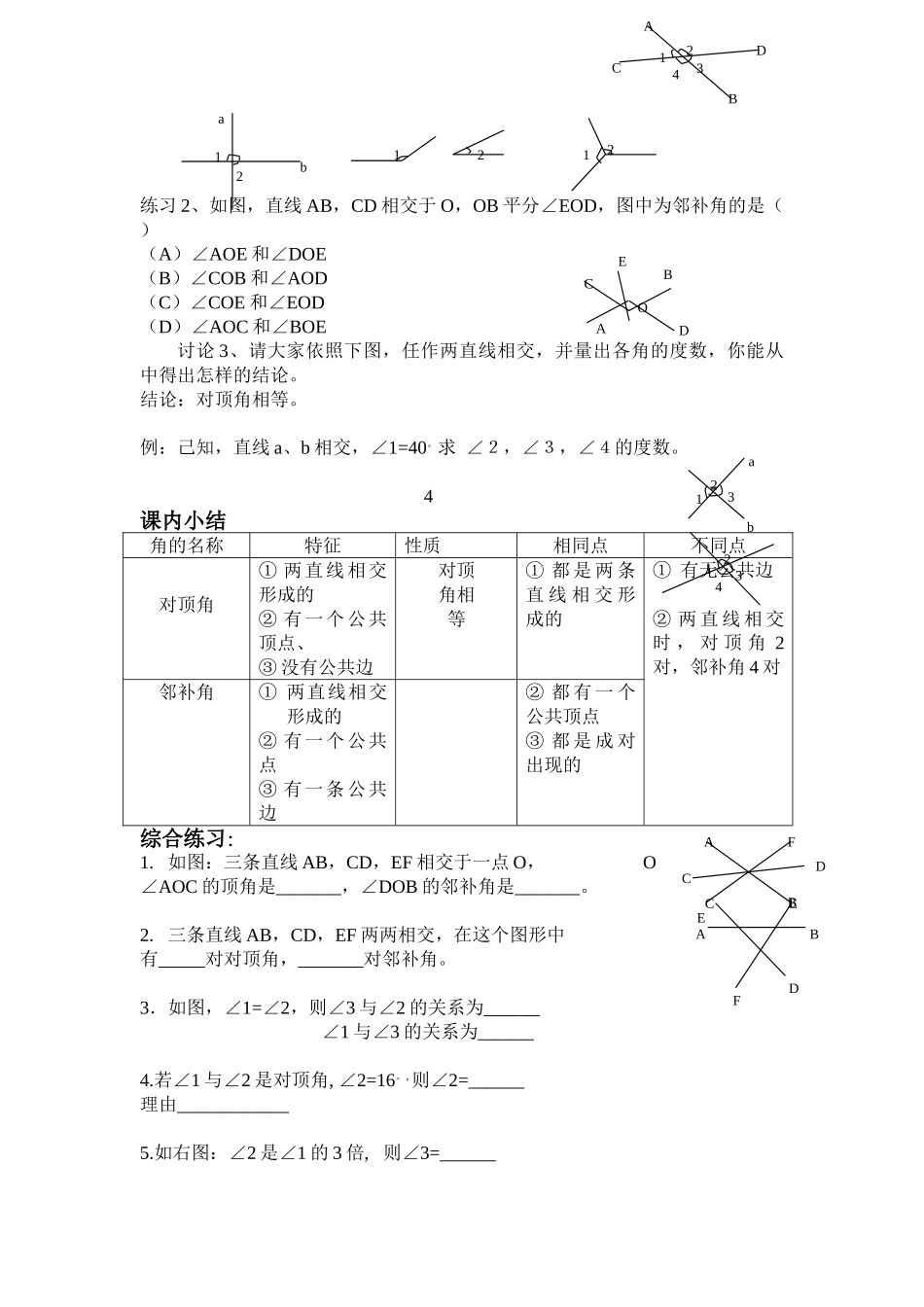 七年级数学下册相交线教案新课标人教版_第2页