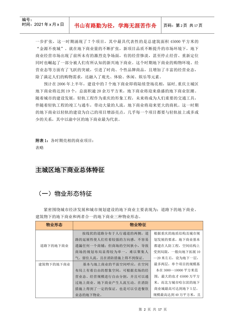 【房地产精品文档】重庆地下商业分析报告_第2页