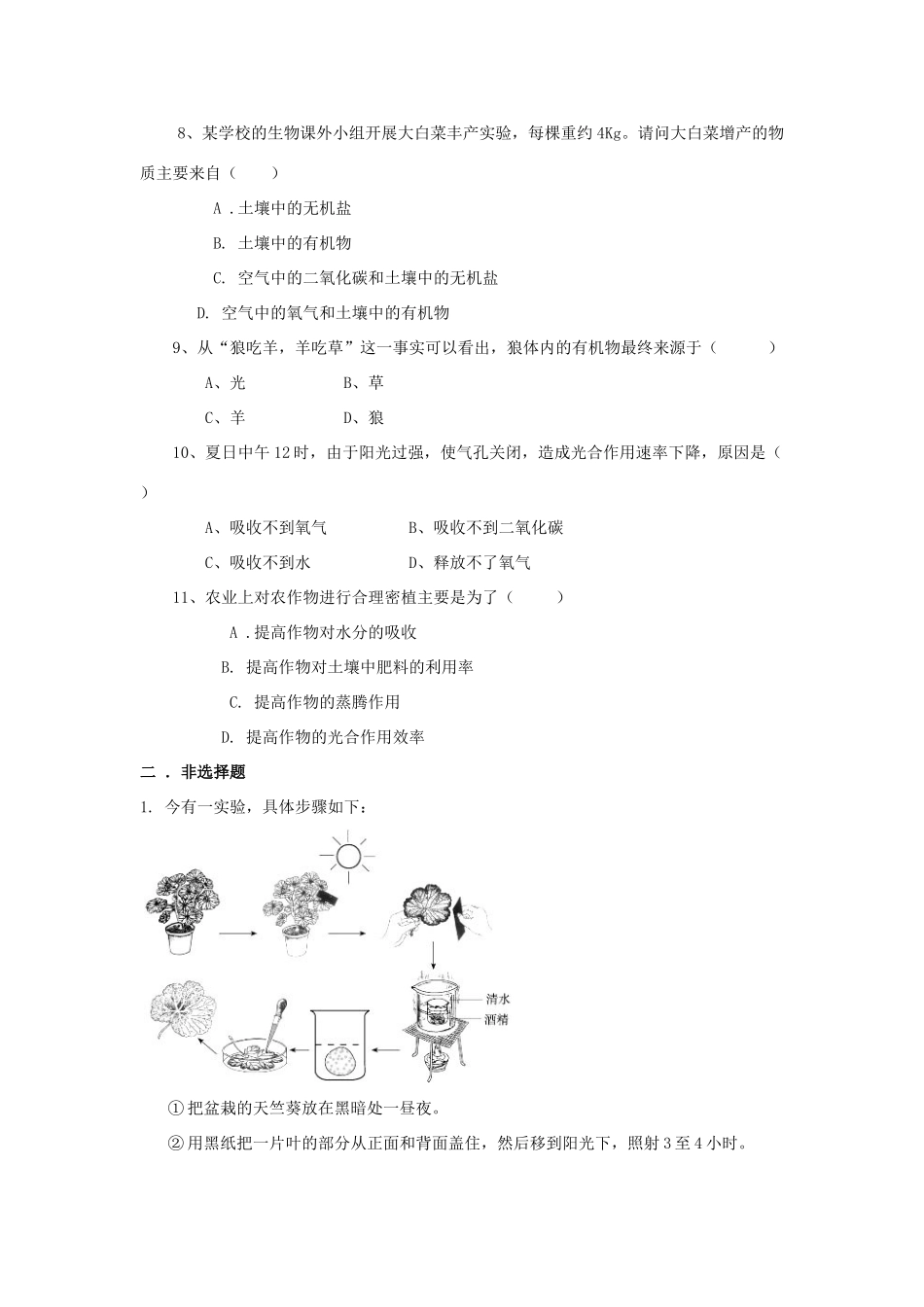 七年级生物上册 绿色植物通过光合作用制造有机物复习教案 人教新课标版_第3页