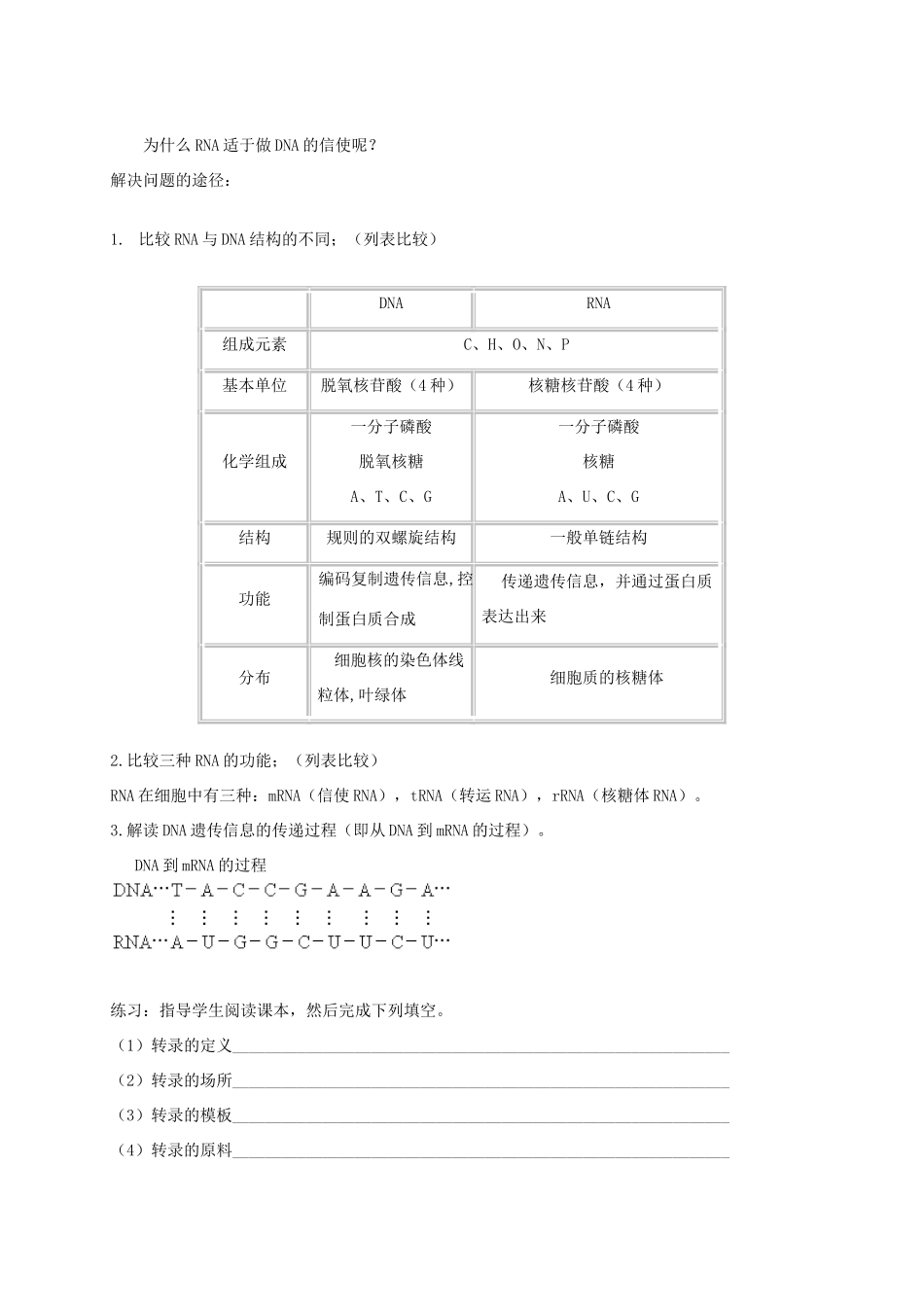 高中生物 《基因指导蛋白质的合成》教案2 新人教版必修2_第3页