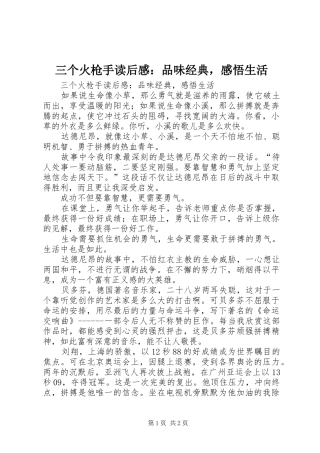 三个火枪手读后感：品味经典，感悟生活 